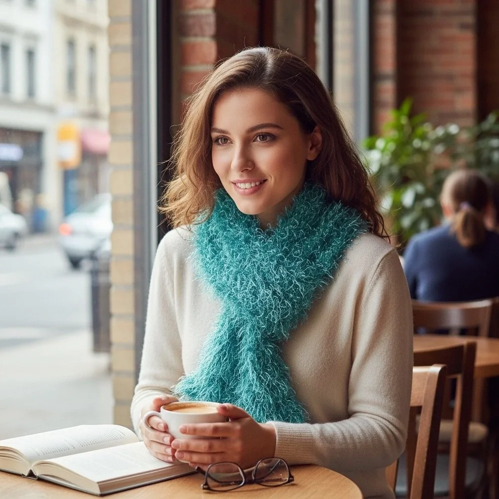 Fuzzy Fluffy Eyelash Tube Scarf 60